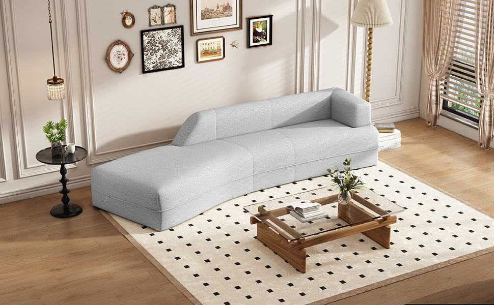 Walker Edison | Boucle Curved Chaise Lounge Modern 109" Sofa