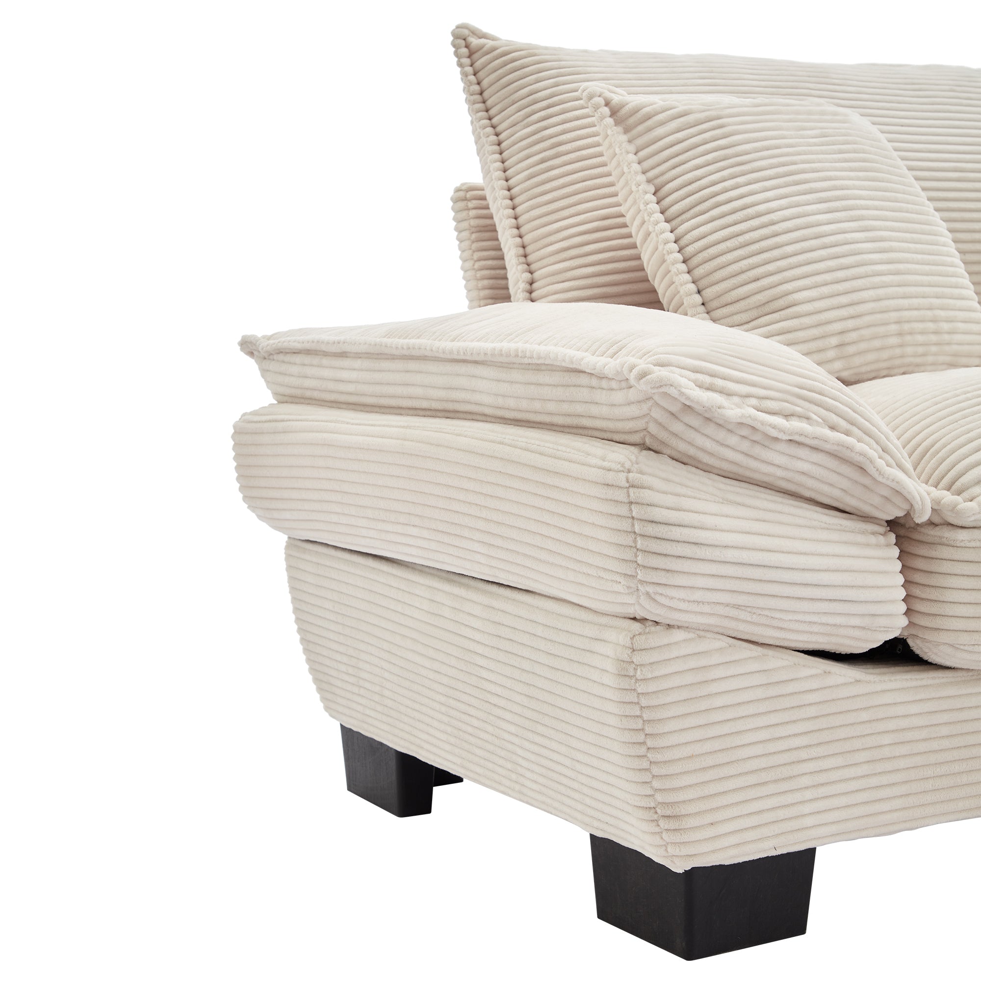 Walker Edison | Corduroy Loveseat Sofa with Pillows Beige