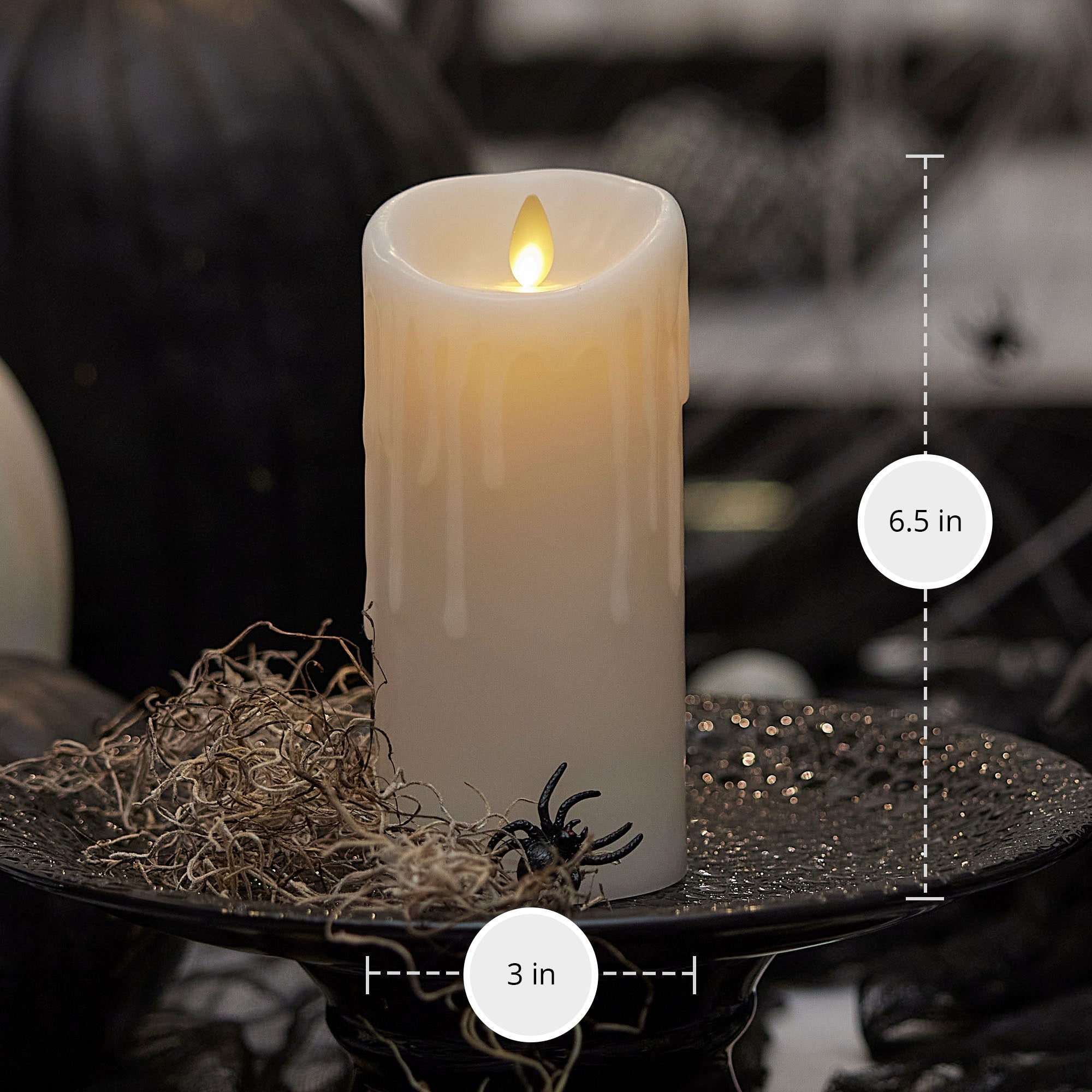 White Wax Drip Flameless Candle Pillar