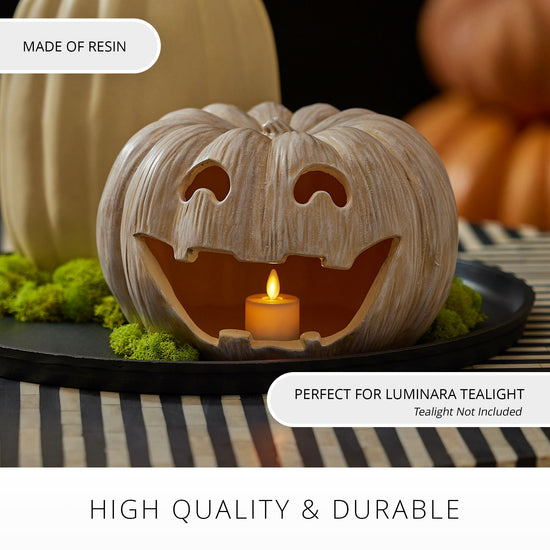 Perfectly Pale Jack-o'-lantern Pumpkin Tealight Holder