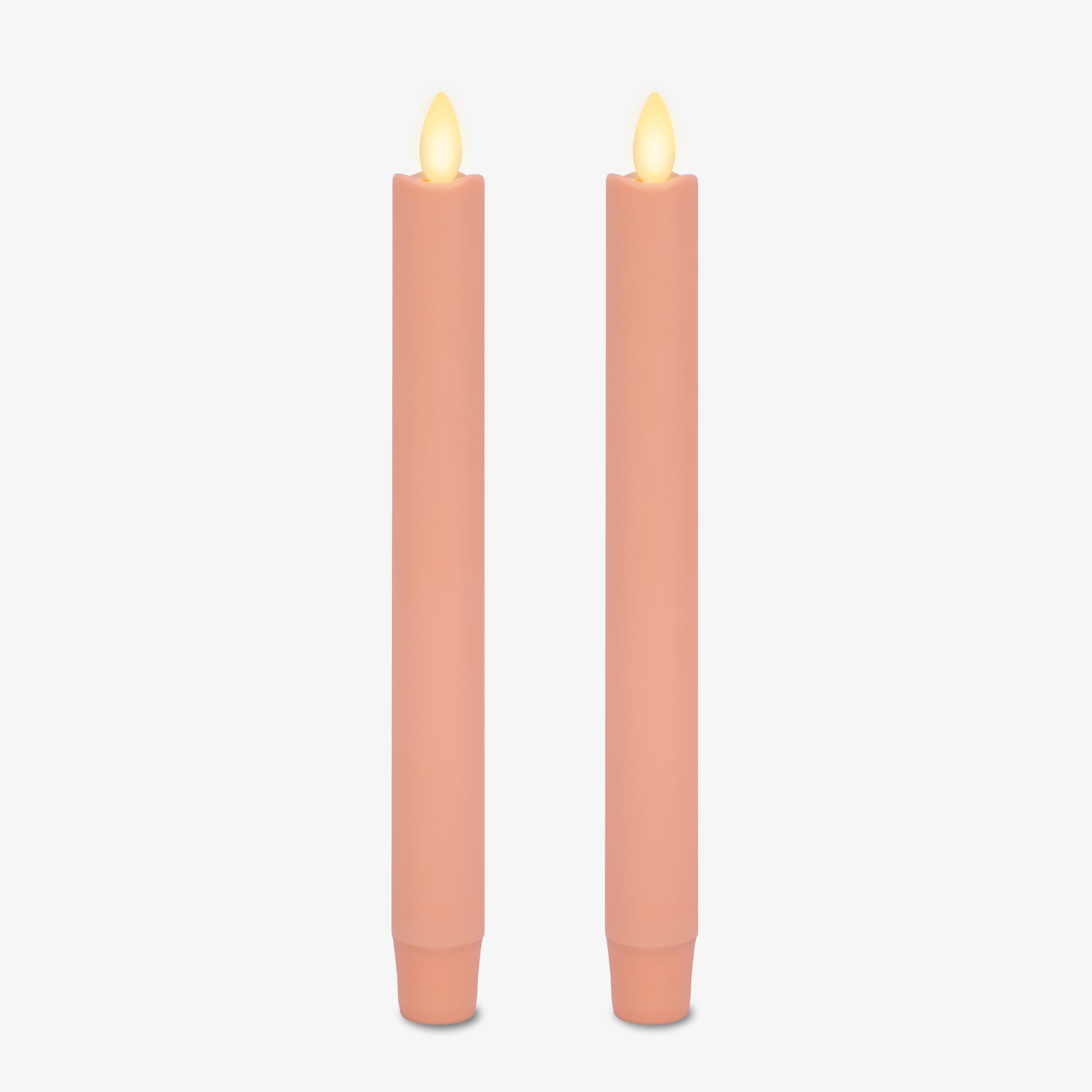 Mellow Peach Flameless Candle Tapers - Melted Top - 9.5" Height - Set of 2