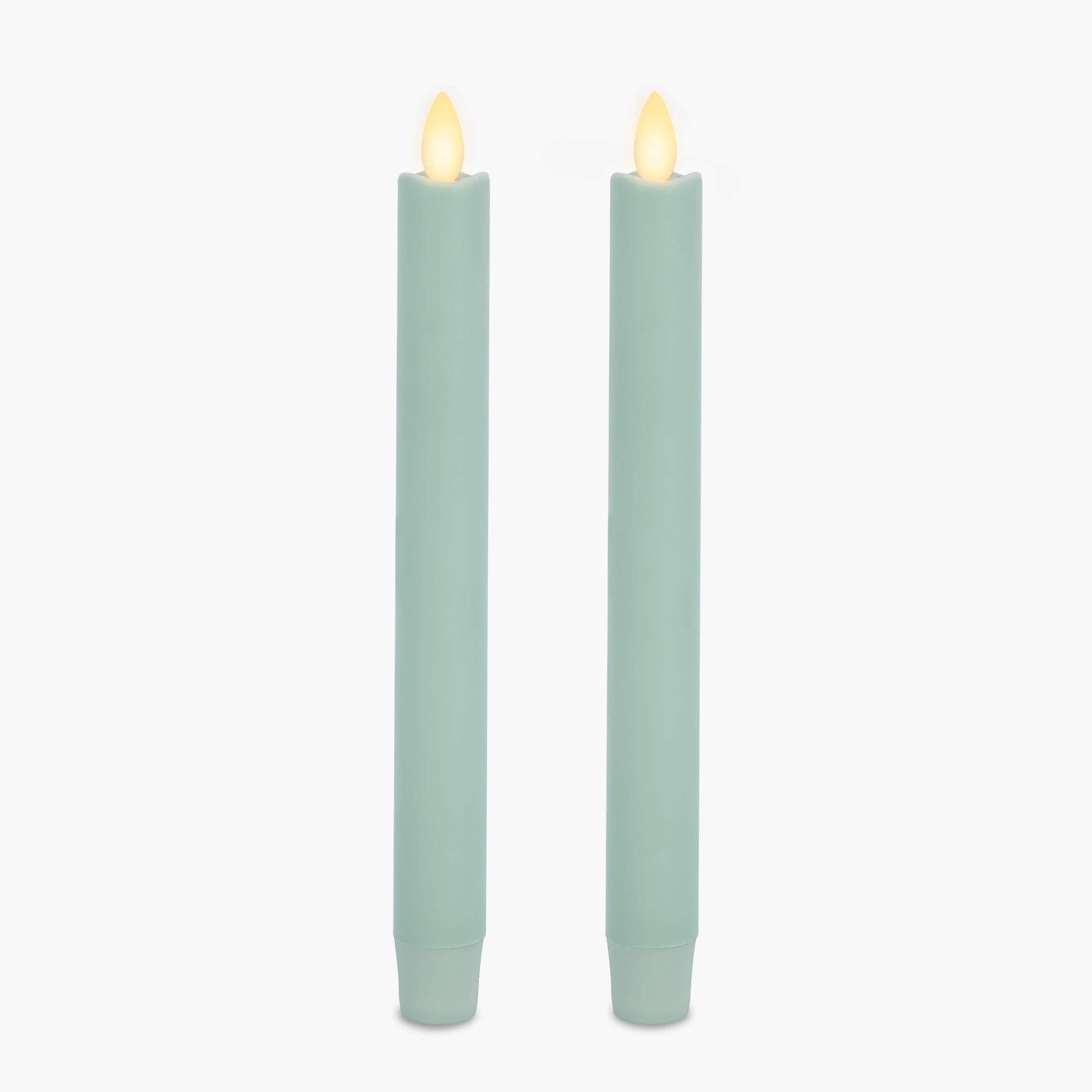 Fresh Mint Flameless Candle Tapers - Melted Top - 9.5" Height - Set of 2