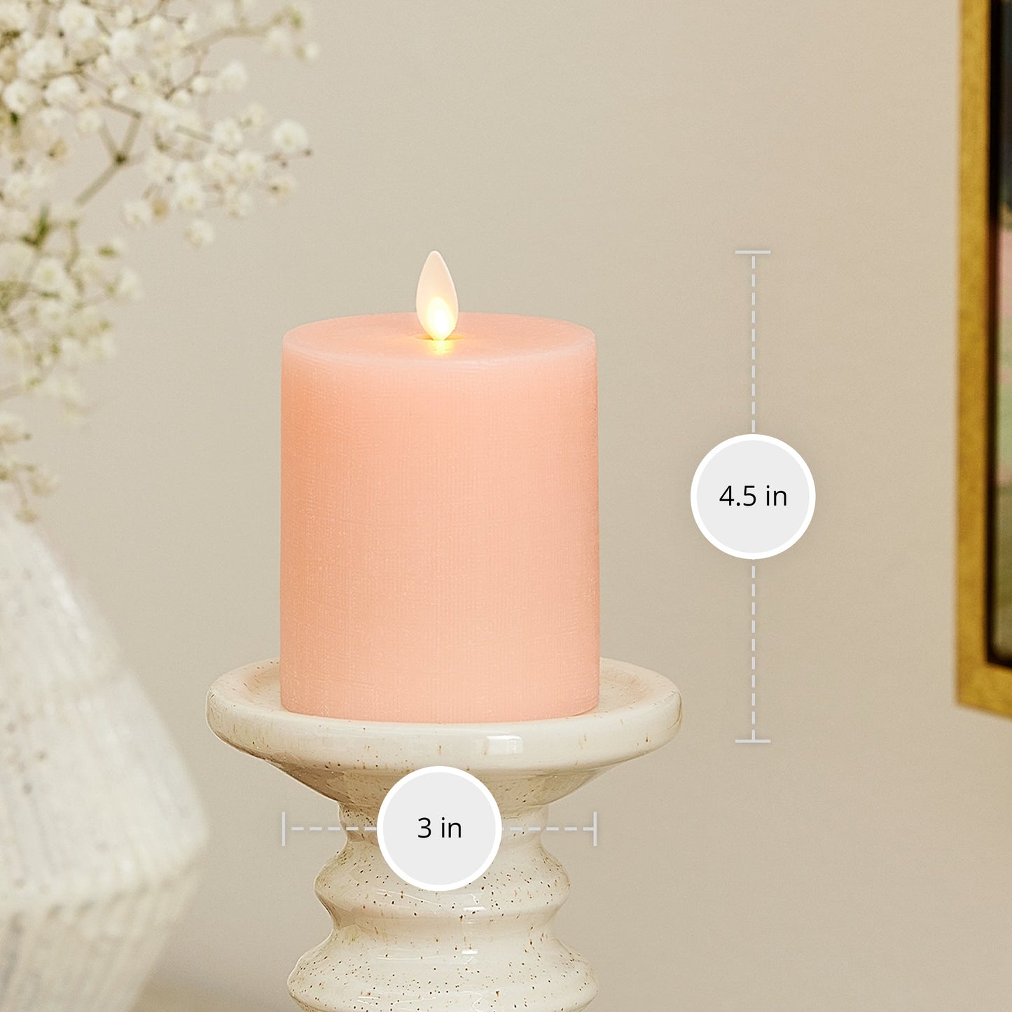 Chalky Linen Mellow Peach Flameless Candle Pillar