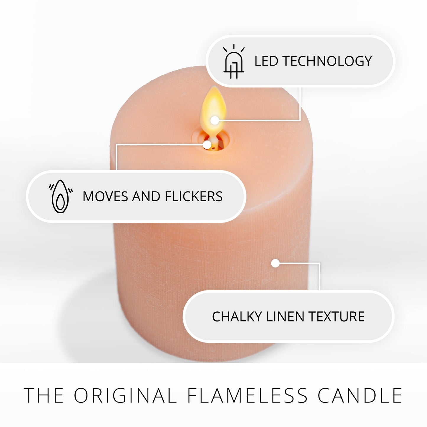 Chalky Linen Mellow Peach Flameless Candle Pillar