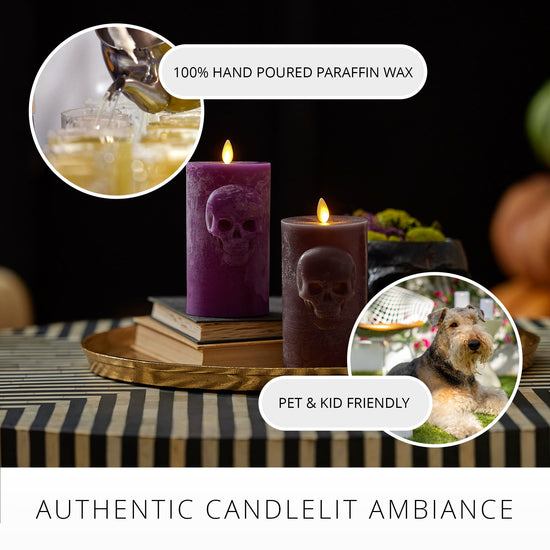 Imperial Purple Chalky Flameless Candle Skull Pillar