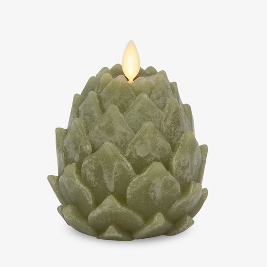 Loden Green Chalky Flameless Candle Artichoke