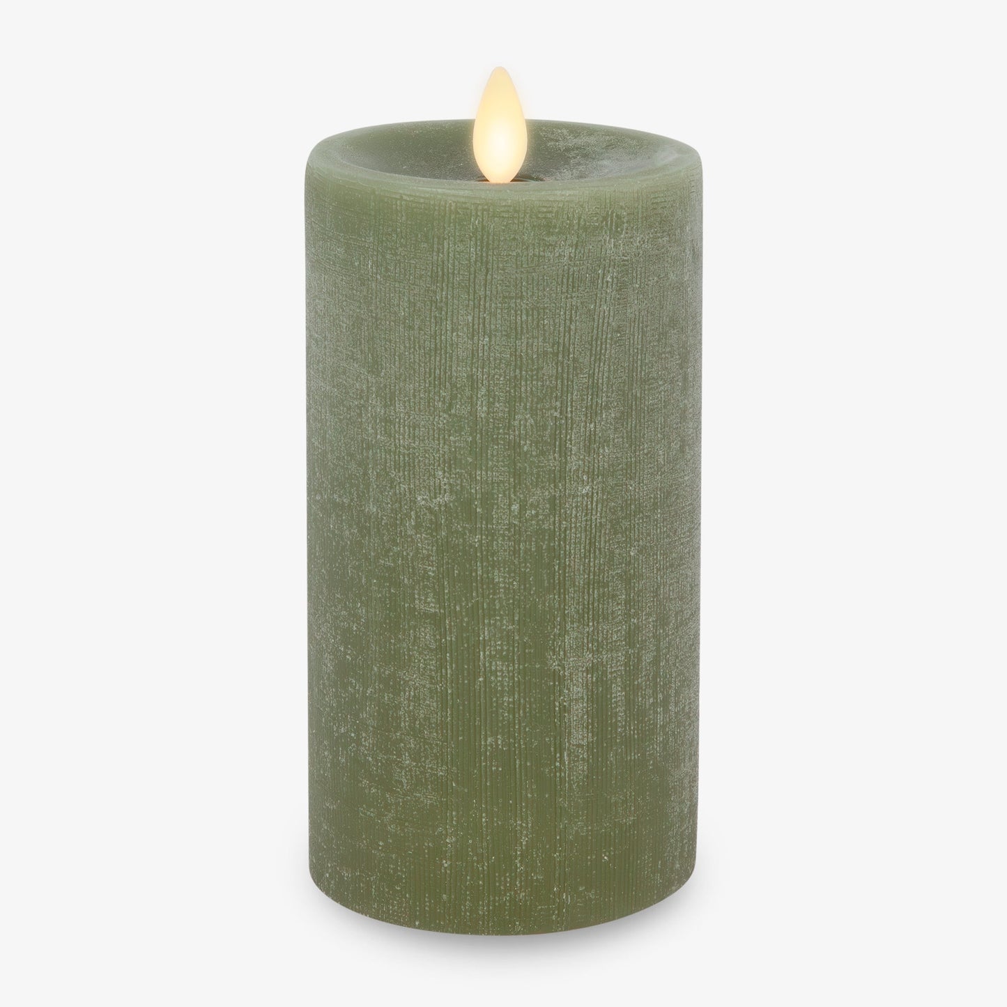 Loden Green Chalky Linen Flameless Candle Pillar