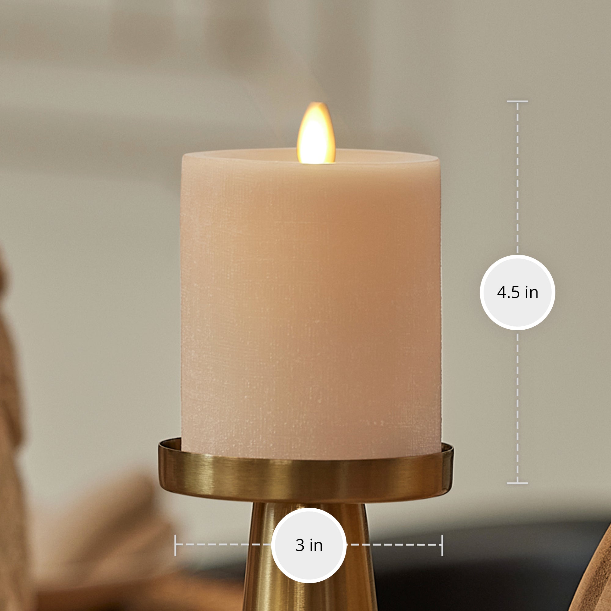 Irish Cream Chalky Linen Flameless Candle Pillar