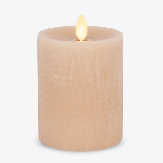 Irish Cream Chalky Linen Flameless Candle Pillar