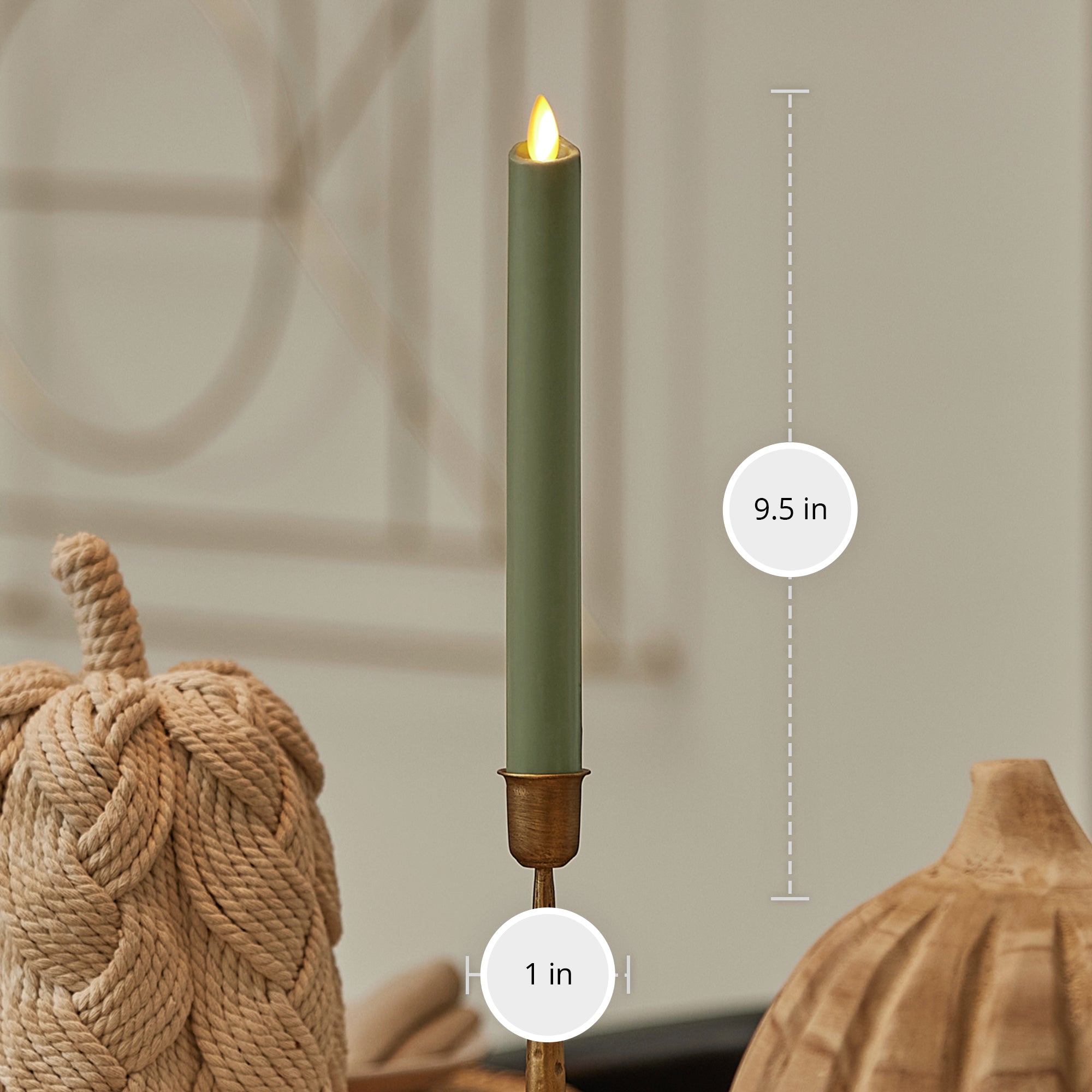 Loden Green Flameless Candle Taper