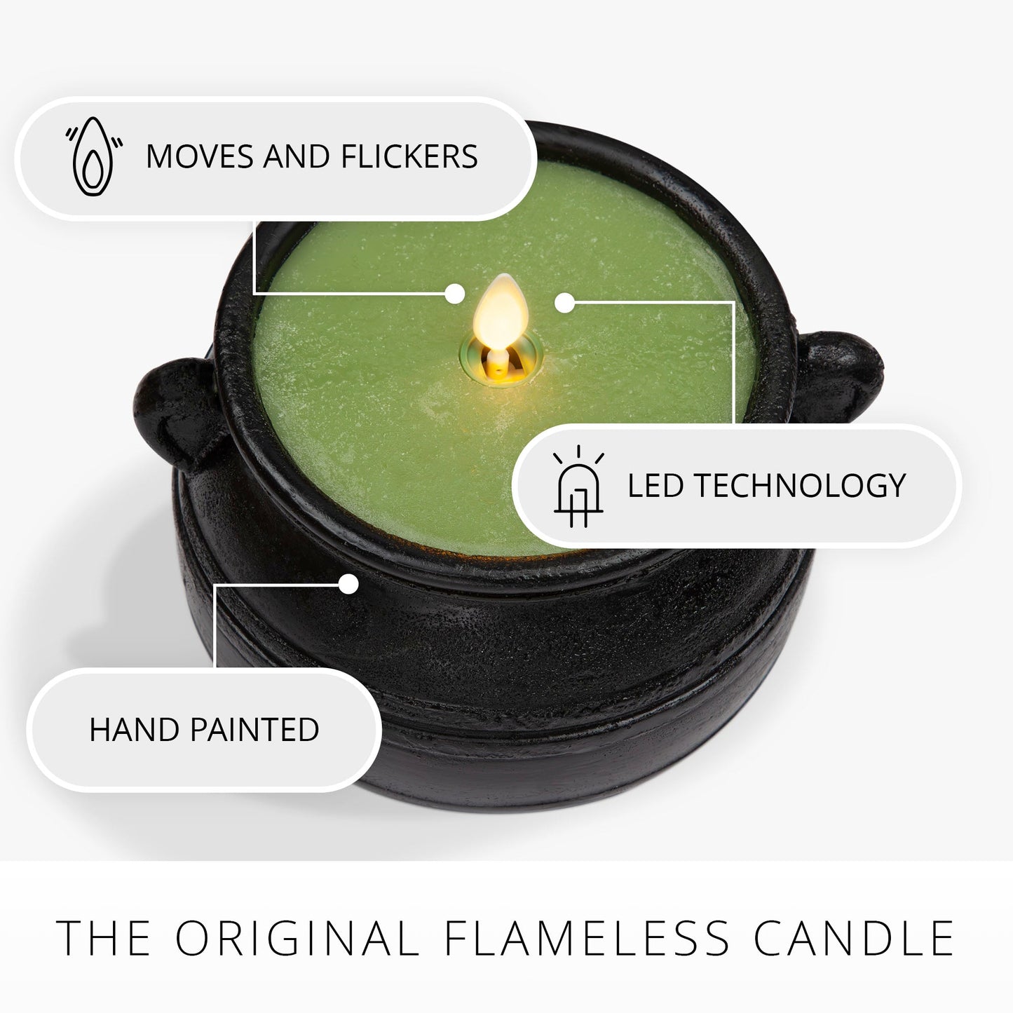 Green Potion Flameless Candle Cauldron