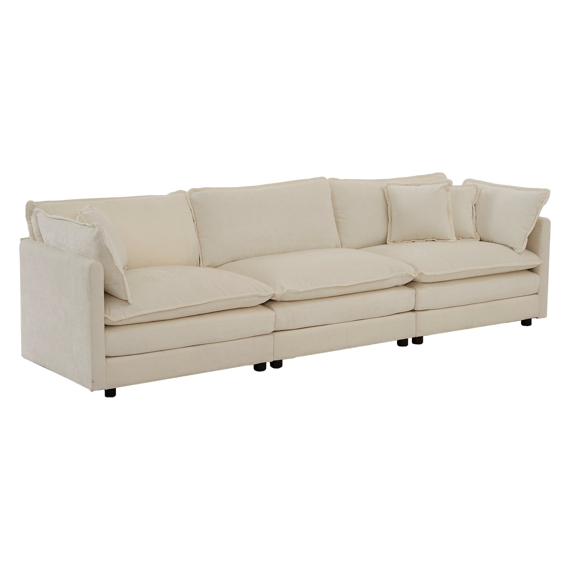 Walker Edison | Chenille U-Shaped Sectional Sofa with Two Ottomans