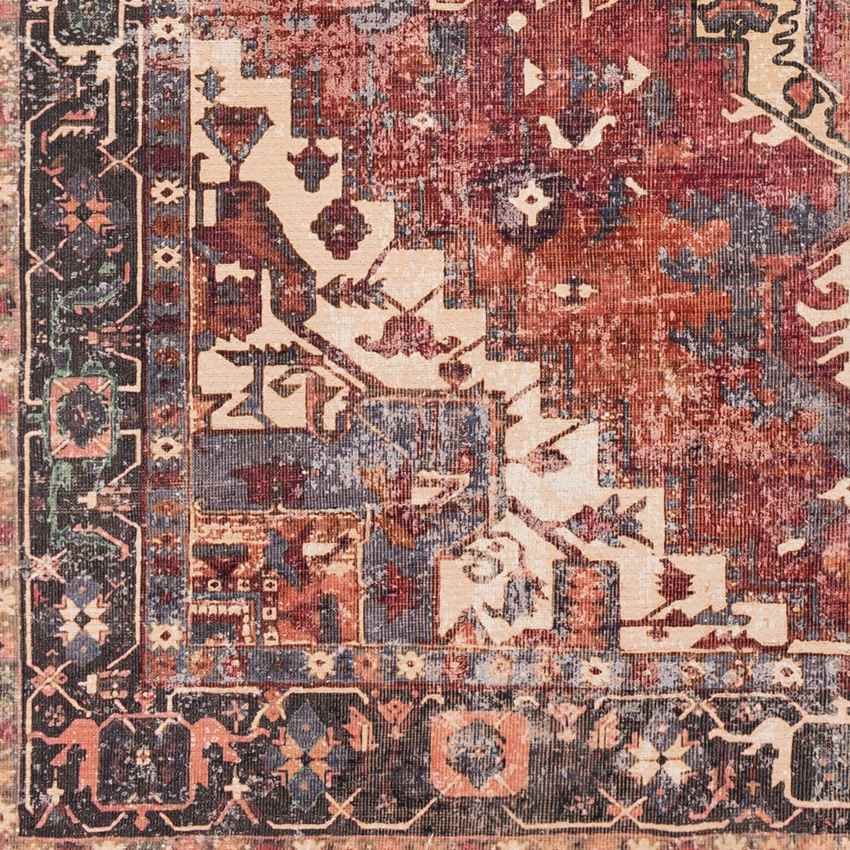 Rome Traditional Washable Rug, Rust