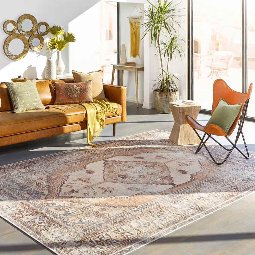 Kwadijk Traditional Washable Rug, Camel