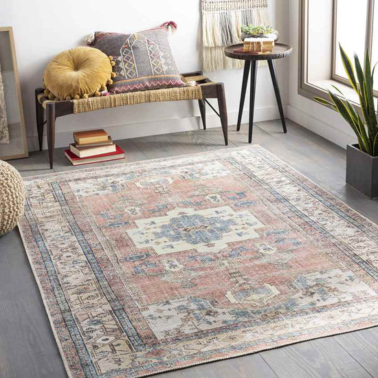 Leekerweg Traditional Washable Rug, Charcoal