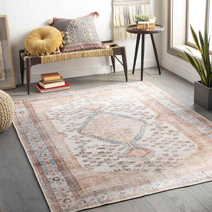 Midwoud Traditional Washable Rug, Blush