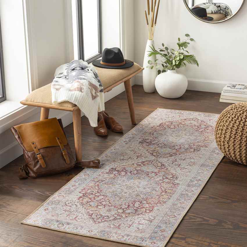 Oak Brook Traditional Washable Rug, Burnt Orange