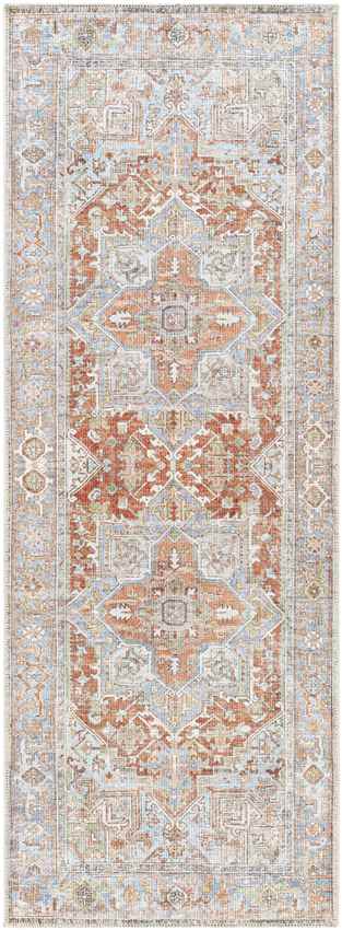 Oak Forest Traditional Washable Rug, Burnt Orange