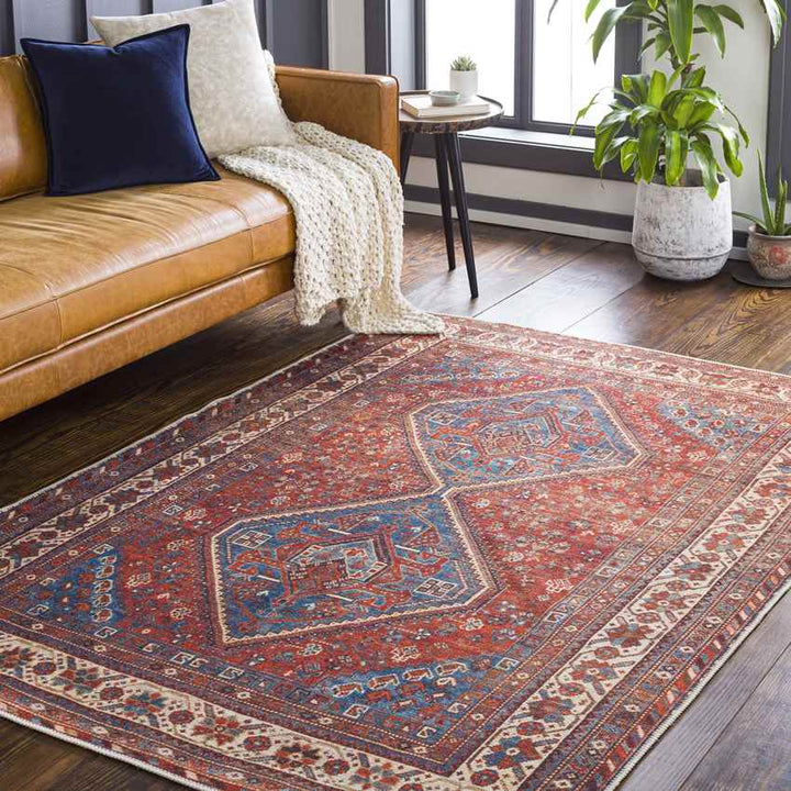 Union Hill Traditional Washable Rug, Saffron