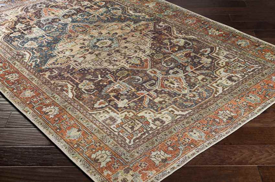 West Frankfort Traditional Washable Rug, Pecan