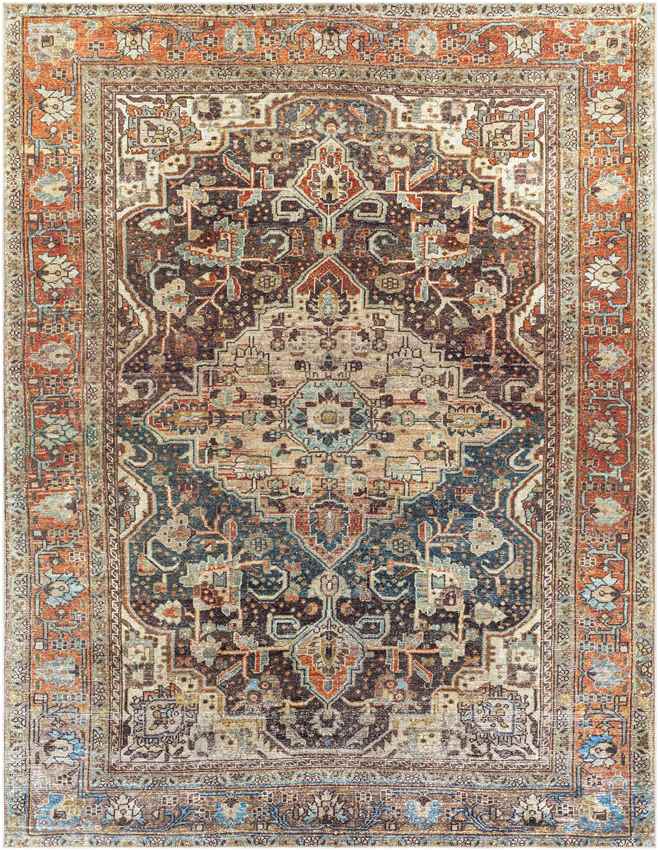 West Frankfort Traditional Washable Rug, Pecan