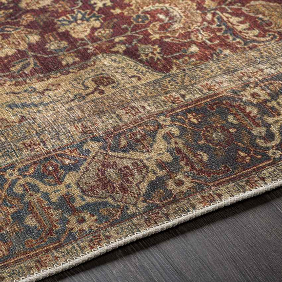 West Peoria Traditional Washable Rug, Burgundy