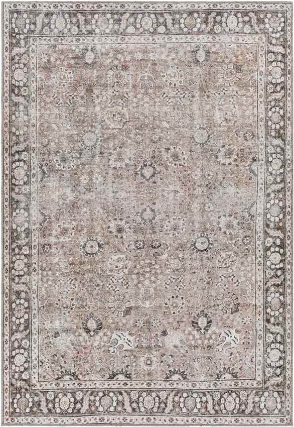 Long Beach Traditional Washable Rug, Brown