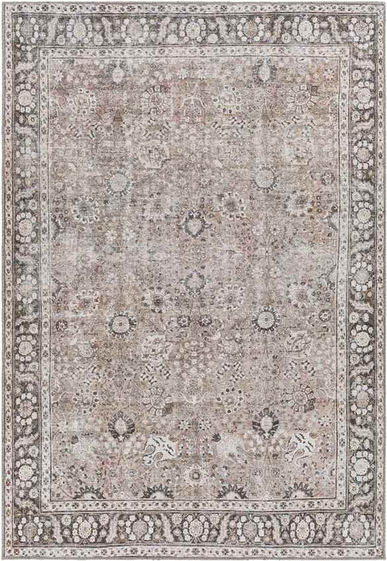 Long Beach Traditional Washable Rug, Brown