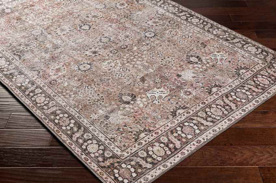 Long Beach Traditional Washable Rug, Brown