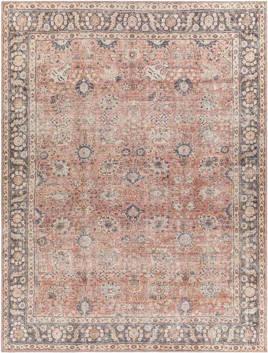 Long Beach Traditional Washable Rug, Burnt Orange