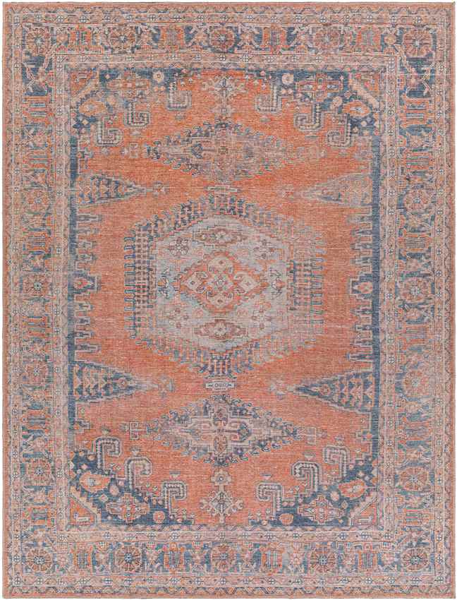 Mackey Traditional Washable Rug, Burnt Orange