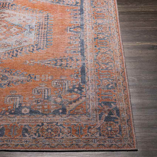 Mackey Traditional Washable Rug, Burnt Orange