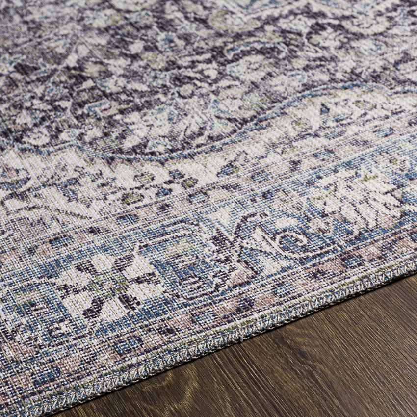 Macy Traditional Washable Rug, Purple/Taupe