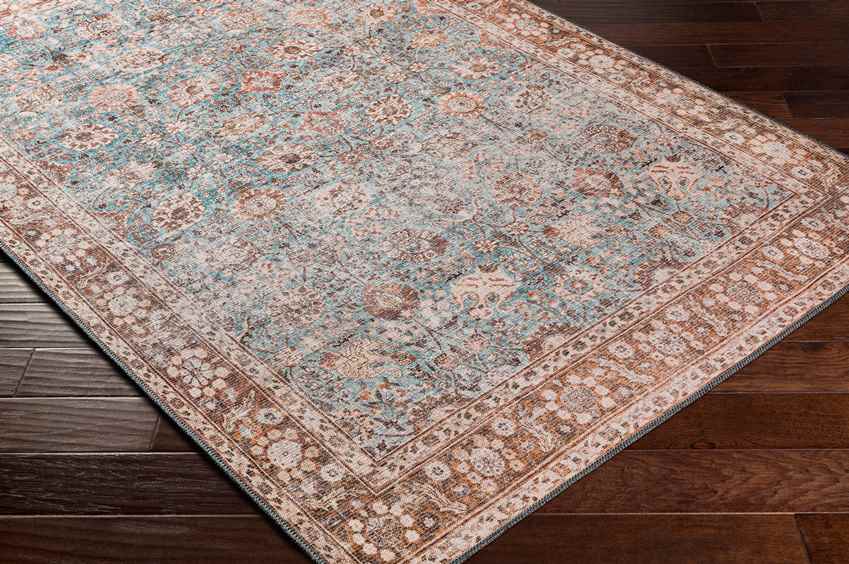 Markle Traditional Washable Rug, Dark Teal