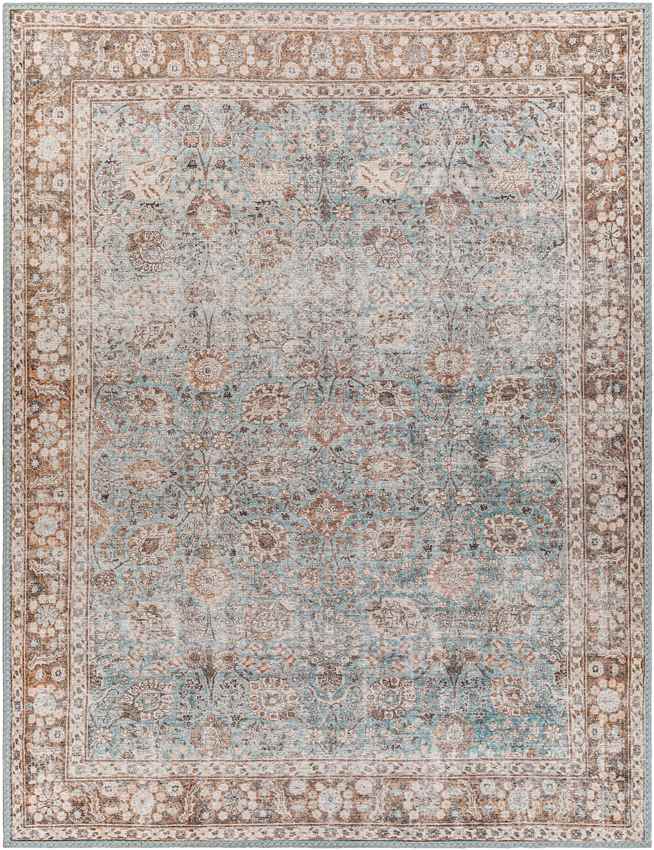 Markle Traditional Washable Rug, Dark Teal