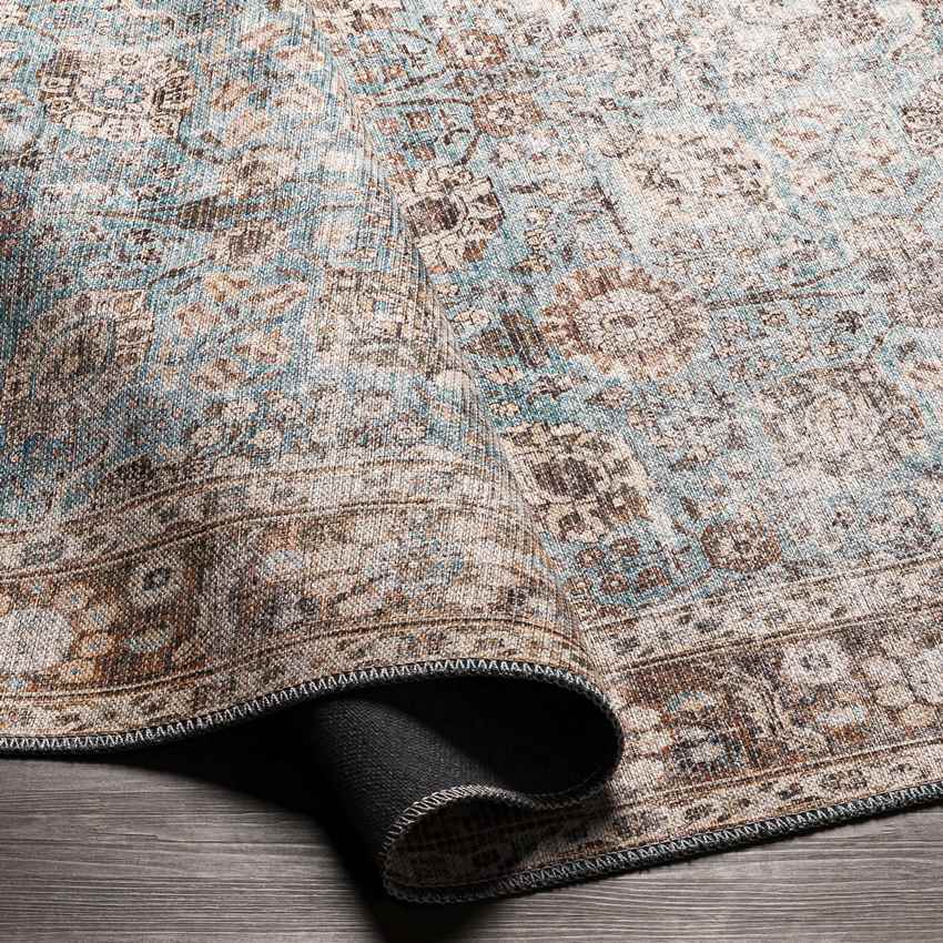 Markle Traditional Washable Rug, Dark Teal