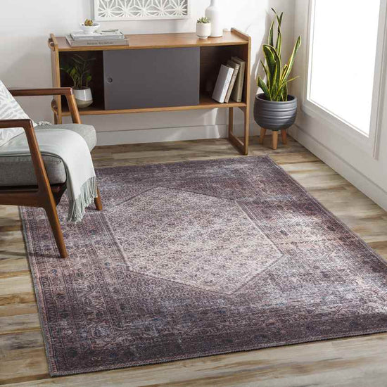 Hayri Traditional Washable Rug, Plum