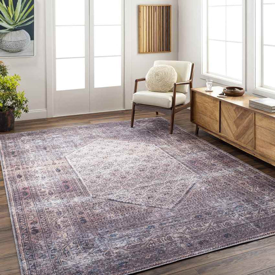 Hayri Traditional Washable Rug, Plum