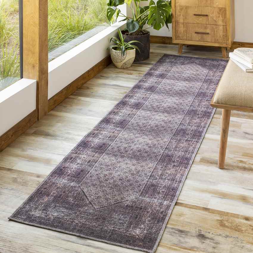 Hayri Traditional Washable Rug, Plum