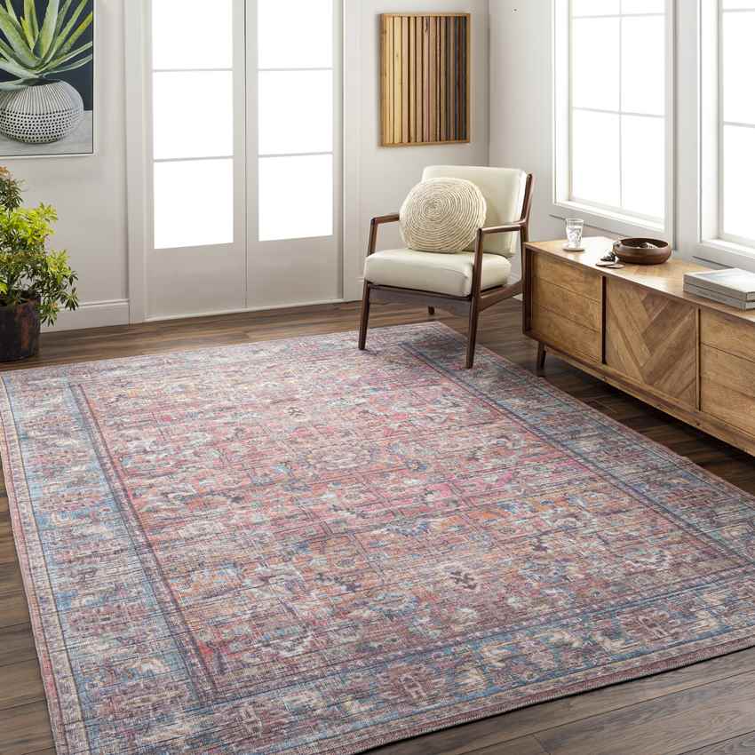 Mauckport Traditional Washable Rug, Coral