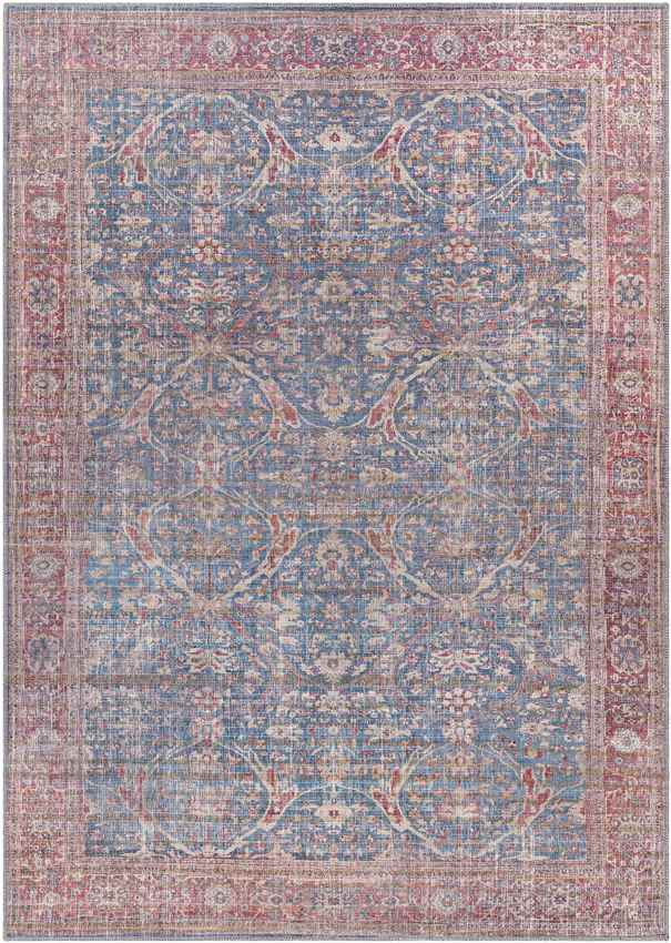 Royal Center Traditional Washable Rug, Denim