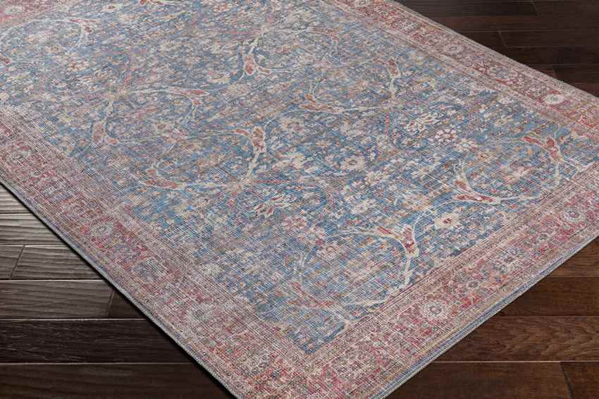 Royal Center Traditional Washable Rug, Denim