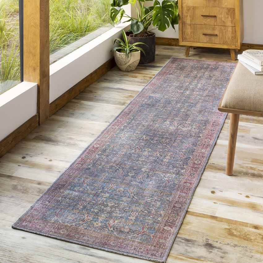 Royal Center Traditional Washable Rug, Denim