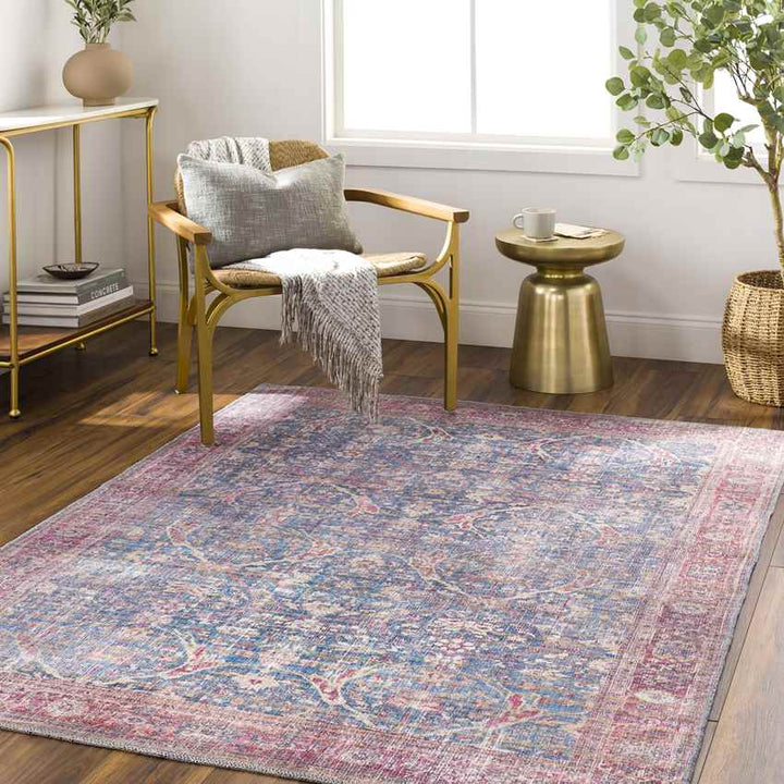 Royal Center Traditional Washable Rug, Denim