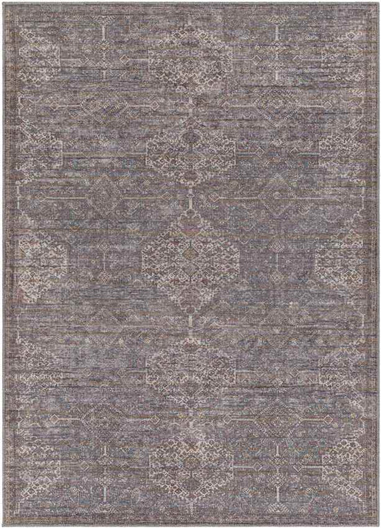 St John Traditional Washable Rug, Brown