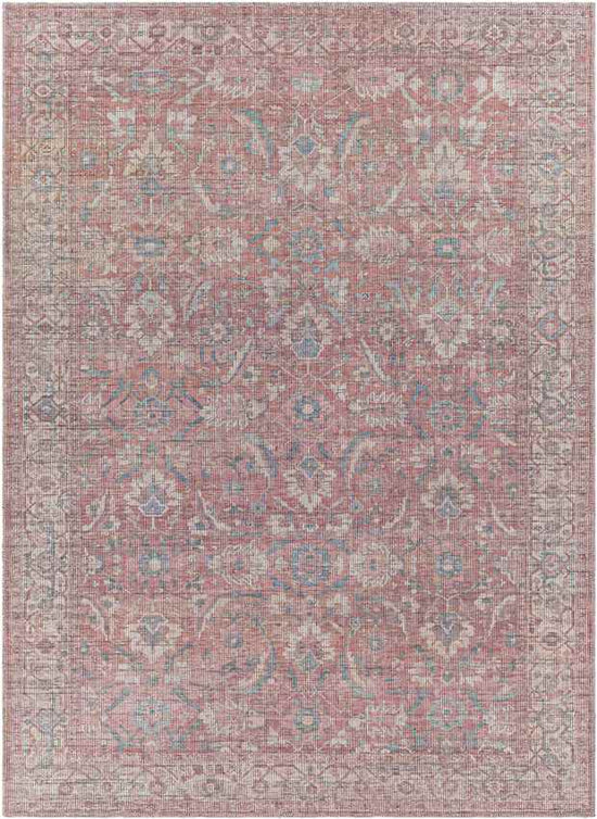 Milltown Traditional Washable Rug, Red