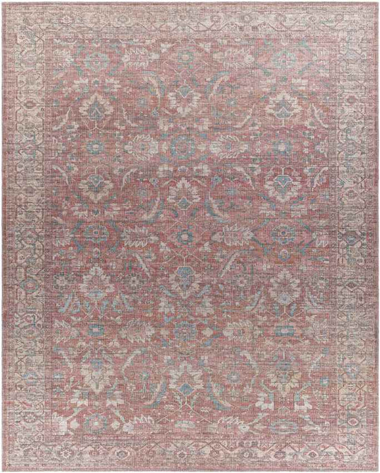 Milltown Traditional Washable Rug, Red