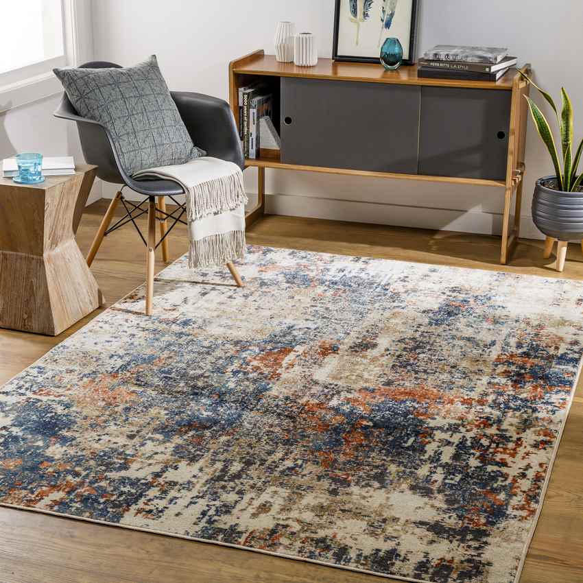 Vera Cruz Modern Washable Rug, Navy