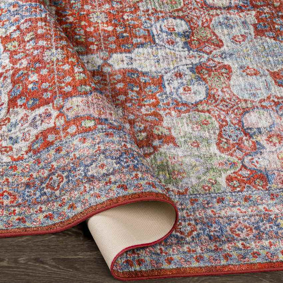 Palos Hills Traditional Washable Rug, Bright Red