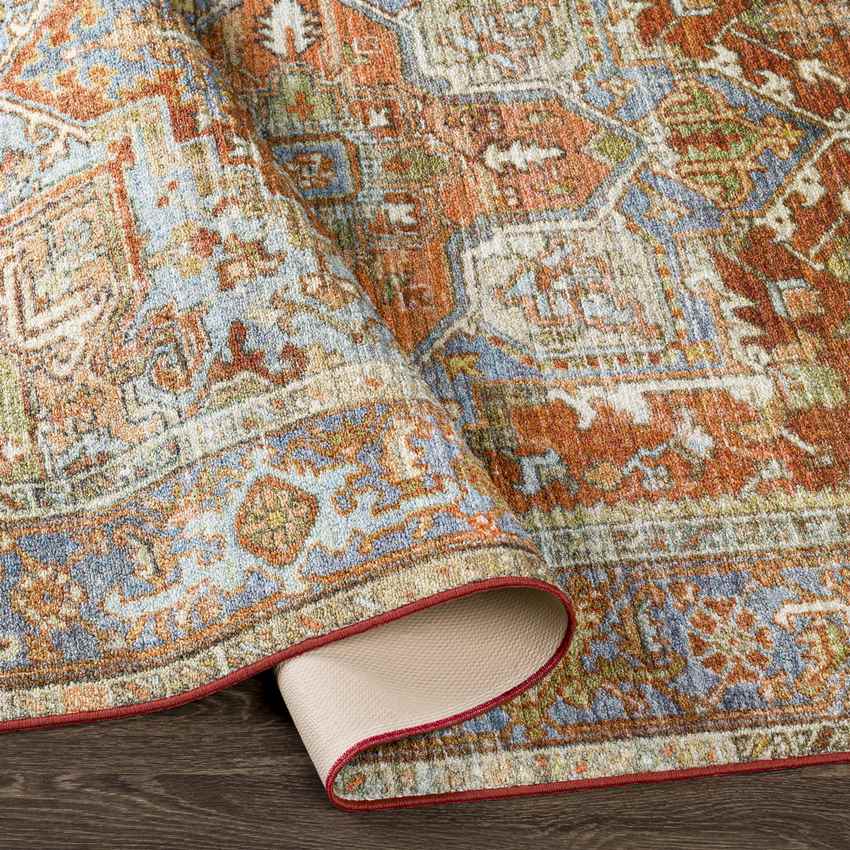 Peoria Heights Traditional Washable Rug, Burnt Orange